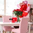 VitalCozy Pink Heart Dining Chair Covers Set of 2 Valentine's Day Chair Covers Cute Faux Fur Soft Heart Seat Slip Covers for Dorm Home Bedroom Valentines Day Gifts Wedding Party Decor