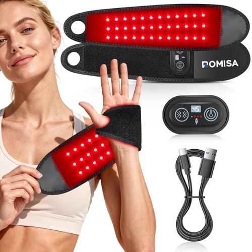 ROMISA Red Light Therapy for Hand Wrist, 3000mAh Wireless Controller, Near Infrared Light Therapy Wrist Brace & Red Light Therapy Wrist Wrap Pad for Faster Recovery