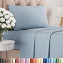 Twin Size 3 Piece Sheet Set - Comfy Breathable & Cooling Sheets - Hotel Luxury Bed Sheets for Women & Men - Deep Pockets, Easy-Fit, Soft & Wrinkle Free Sheets - Heathered Blue Oeko-Tex Bed Sheet Set