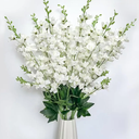 8 pcs White Delphinium Artificial Flowers, 34.25''Artificial Snapdragon Flowers Tall Fake Flowers Silk Flowers Faux Delphinium Bulk for Tall Vase Home Wedding Garden Table Decor (White)
