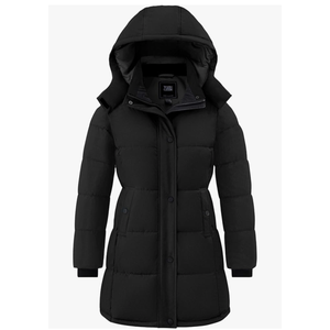 ZSHOW Women's Long Quilted Winter Coat Waterproof Warm Puffer Jacket Parka with Detachable Hood, Size:XL
