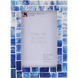 Handicrafts Home Indigo Mosaic Bone Inlay Picture Frame 4x6 Handmade Photo Frames for Wall & Desk Decor, Gifts for Women, Best Friend Gift, Mother Birthday Gifts
