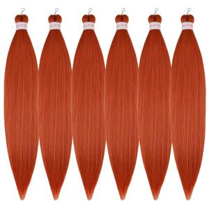 Ginger Orange Braiding Hair Pre Stretched Knotless Braiding Hair 6 Packs Synthetic Ginger Hair Extension for Braiding