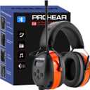 PROHEAR 033 2.0 Upgraded Bluetooth Hearing Protection AM FM Radio Headphones - 31SNR Noise Reduction Ear Muffs with Long-Lasting Stable Rechargeable Battery - 50 Hrs for Mowing Snowblowing - Orange