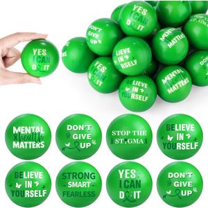 Aneco 24 Pieces Mental Health Awareness Stress Balls Mini Motivational Foam Toys Bulk Encouraging Mental Health Gifts Anxiety Stress Relief Toys for Fundraiser Gifts Supporting Minds