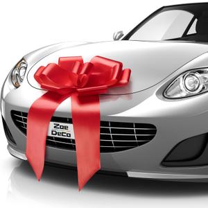 Zoe Deco - Pre-Assembled Big Car Bow - Red, 23 Inch - Giant Car Bow for Birthday, Christmas, Wedding Reception, Surprise Party - Large Gift Wrapping for Huge Present