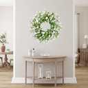 Sggvecsy Spring Summer Wreath for Front Door 22 Inch Artificial White Flower with White Tulips Greenery Leaves Lavender for All Seasons Home Farmhouse Indoor Outdoor Wall Decor