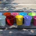 KINGLAKE Flower Pots,10 Pcs Metal Iron Hanging Flower Plant Pots Balcony Garden Plant Planter Baskets Fence Bucket Pot 4'' Flower Holders with Detachable Hook