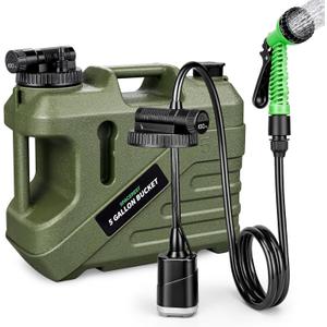 SPACEREST Portable Shower for Camping with Integrated Design  Spill-Resistant, Electric Camping Shower, 5-Gallon Food-Grade Water Jug for Outdoor, Beach, Hiking, Dog Wash (1 Battery)