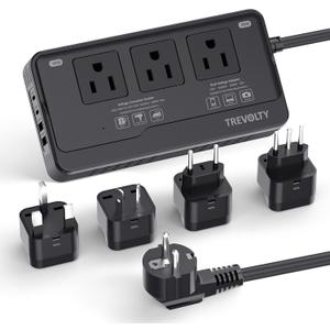 2000W Voltage Converter US to Europe for Hair Dryers, 7-in-1 220V to 110V Converter for European Travel with 3 AC/2 USBA/2 USBC Ports, Universal Power Converter Adapter Combo with EU/UK/IT/AU