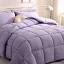 DOWNCOOL Comforters Queen Size, Duvet Insert, Light Purple All Season Duvet, Lightweight Quilt, Down Alternative Hotel Comforter with Corner Tabs (Light Purple, Queen 88x92 Inches)
