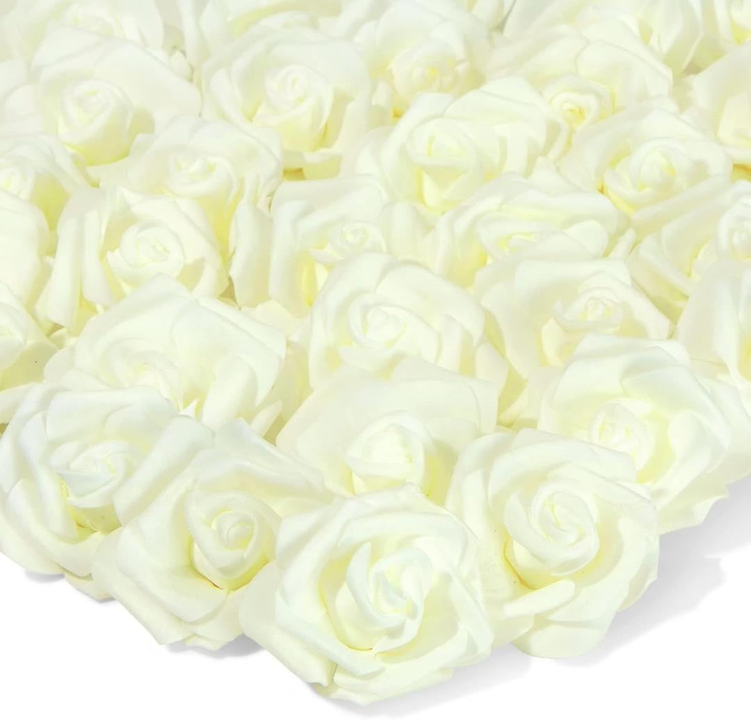 Juvale 100 Pack Ivory Artificial Flowers - 3 Inches, Fake Carnations for Wedding Decor, Bridal Shower & Valentine's Day Decorations, Arts and Crafts