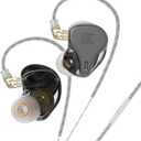 KZ x HBB DQ6S in-Ear Monitors Made for Music Lovers Wired Headset/Headphones Detachable Earphone HiFi Noise-canceling Earbuds (Gray (with mic))