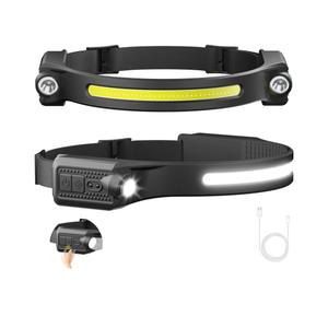 AlpsWolf LED Headlamp Rechargeable, 2 XPE LED and COB LED Head Lamp, Motion Sensor, 260° Wide Beam, IPX4 Waterproof, Rechargeable Headlight for Camping Accessories (2 Pack)