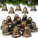 Soulchen 12 Pcs Jumbo Christmas Vintage Bells Ornaments 3.4'' Plastic Large Hanging Bells Christmas Tree Ornament for DIY Crafts Decor(Brass)