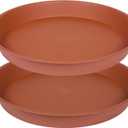 2 Pack of 20 22 inch Plant Saucer (19.1 inch Base), 3.6" Depth Tray, Large Deep Heavy Duty Saucers for Pots, Garden Bird Bath Bowl, Plant Trays for Indoors Outdoor (21", Terracotta)