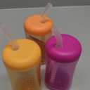 The First Years Squeeze & Sip Toddler Straw Cups - Squeezable Transition Sippy Cup with Silicone Straw - Toddler Feeding Supplies - Yellow/Pink/Orange - 7 Oz - 3 Count - Ages 6 Months and Up