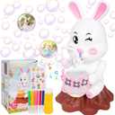 Easter Bubbles Bunny Bubble Machine for Kids, Rabbit Bubble Blower Toy with Refill Solutions, Music, Lights & Sticker- Easter Basket Stuffer Gift for Girls Boys