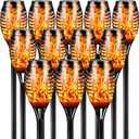Otdair Solar Outdoor Lights, 12 Pack 12LED Solar Tiki Torches with Flickering Flame, IP65 Waterproof Mini Torch Lights Auto On/Off for Garden, Patio, Yard, Pathway (Yellow)