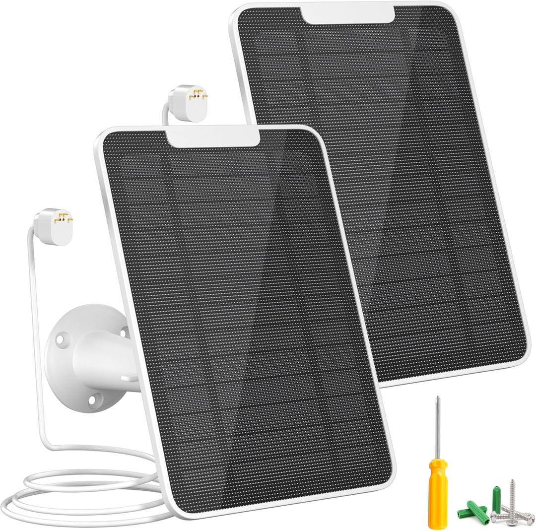 Premium Solar Panel for Google Nest Camera, 5W Camera Solar Panel Power for Google Nest Cam Outdoor & Indoor (Battery Version), Special Made for Google Nest Cam, IP65 Waterproof, w/ 13ft Cable, 2 Pack