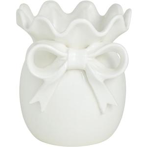 Mud Pie Small Stoneware Bow Vase (7" x 6" dia)