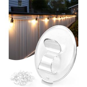 Hooks for Outdoor Rope Light Clips 20Pcs Outdoors String Lights Clip - Heavy Duty Hanging Clear Light Clip with Waterproof Adhesive for Patio Hold Fence Hangers and Christmas Lighting Strips Hook