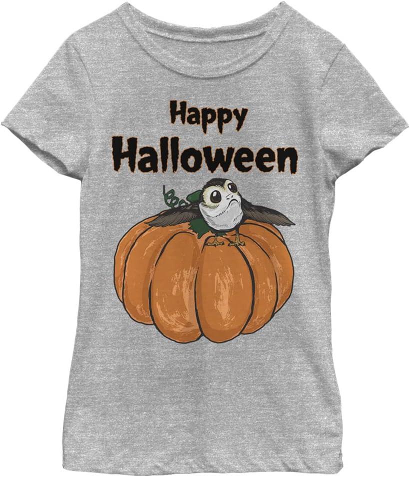 STAR WARS Last Jedi PORG on a Pumpkin Girls Short Sleeve Tee Shirt