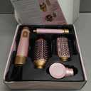 5 in 1 Blow Dryer Brush Set, Upgrade Hair Dryer & Blow Dryer Brush & Air Curling Wrap & Paddle Brush, Detachable Hot Air Brush Styling Tools, High Speed Travel Hair Volumizer Straightener Curler Pink