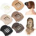 6 PCS Flat Hair Clips for Women, Ergonomic Curved Claw Clips for Thick Thin Curly Hair, Round Flat Strong Hold No Slip Grip Claw Clips for All Hair Textures