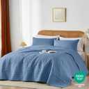 akkialla Twin Quilt Set, Boho Style in a Solid Color, Bluish Grey Lightweight Microfiber Bedspread, Soft and Breathable Coverlet for All Seasons, 2-Piece Bedding Set (1 Quilt, 1 Pillow Sham)