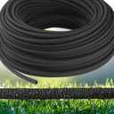 Sasylvia 300 ft 1/4 in Irrigation Tubing Soaker Hose System, Rubber and PE Material, Porous Drip Line for Watering Hydroponics Vegetable Beds, Black