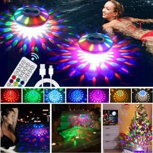 Rechargeable Floating Pool Lights (2 Pack) - Pool Light that Float with Vibrant RGB Colors, IP68 Waterproof Pool Lights, Upper and Lower Color Changing Floating Led Lights for Pond, Bathtub and Party