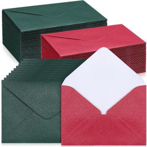 Yahenda 200 Count Gold Mini Gift Card Envelopes Bulk Green and Red Pocket Small Paper Envelopes Gift Card Sleeves Greeting Business Tiny Pocket 4 x 2.7 Inch for Holidays Wedding Baby Shower Birthday