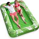 Inflatable Tanning Pool Lounger Float - Jasonwell 4 in 1 Sun Tan Tub Sunbathing Pool Lounge Raft Floatie Toys Water Filled Tanning Bed Mat Pad for Adult Blow Up Kiddie Pool Kids Ball Pit Pool (XX-Large, Green)