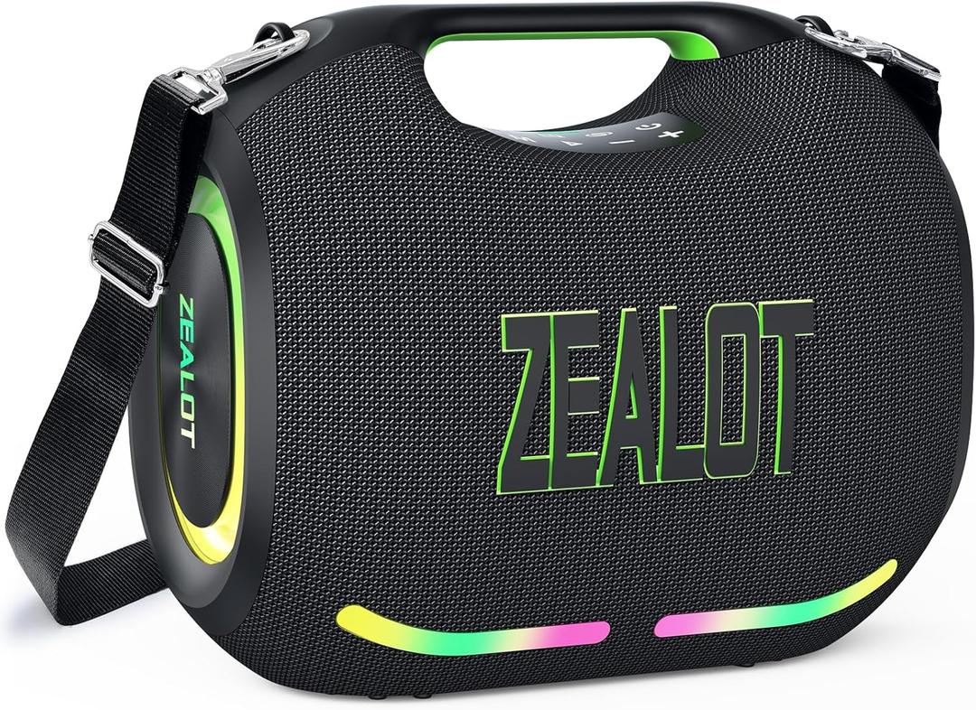 ZEALOT ZE01 Portable Bluetooth Speaker,120W Powerful Loud Stereo Deep Bass Wireless Boombox, Large Speakers for Party Support Dual Pairing/AUX/USB/TF Card/EQ/40H Playtime/Led Light Ideal for Camping