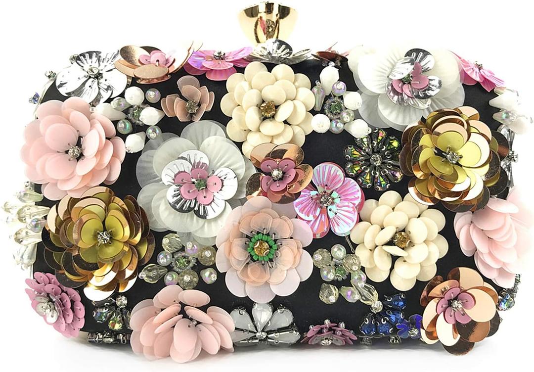 Women Clutches Flower Evening Handbag Chain Strap Shoulder Bag