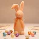 Easter Bunny Decorations - 16.5 Inch Pastel Flocked Bow Tied Bunnies Figurines for Spring Home Decor, Table Centerpieces, Indoor Outdoor Garden Ornaments, Holiday Party Favors (Orange)