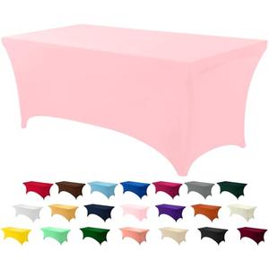 Utopia Kitchen 6FT Spandex Tablecloth [6 Pack, Pink] 200 GSM Stretch, Fitted, Washable and Wrinkle Resistant Table Cloth Rectangle Cover for Trade Shows, Wedding, Parties [72Lx30Wx30H Inch]