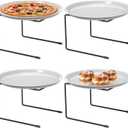 4 PCS Black Metal Pizza Table Stands,Pizza Rack Stand For Tables,Restaurant,Pizza Holder Stands For Serving,Pizza Pan Riser Food Platter Tray and Display Rack