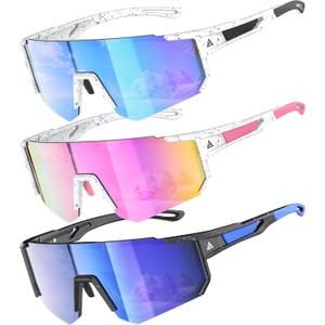 Kids Sunglasses Youth Baseball Softball Sunglasses for Girls Boys Age 4-14 UV Protection Sports Kids 3 Pack