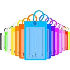 Luggage Tags for Suitcases 15 Pack, Name Tag for Backpack Kids PVC Silicone, Travel Tags for Luggage and Name ID Label