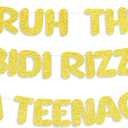 2 x Epakh Pre Strung Bruh This Skibidi Rizzler Is a Teenager Glitter Banner Gold Teenager Birthday Party Decorations Funny Birthday Sign Party Favors Supplies