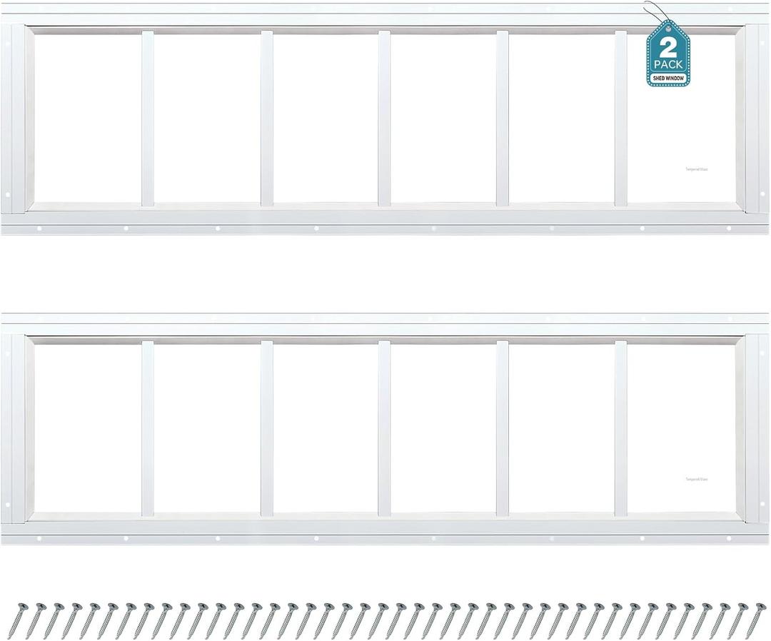 Melkus Shed Window 12"x36" 2 Pack Transom Window Fixed Design with Tempered Glass, Perfect for Shed, Chicken Coop, Barn, Greenhouse, Garage, Playhouse, Storage Room, White, 12"x36"/2pcs