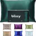 Blissy Silk Pillowcase - 100% Pure Mulberry Silk - 22 Momme 6A High-Grade Fibers - Silk Pillow Cover for Hair & Skin - Regular, Queen & King (Emerald, Standard)
