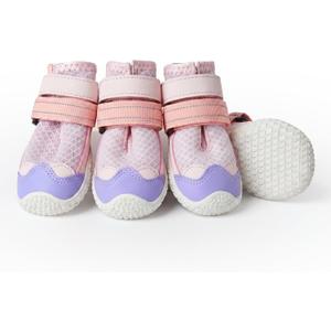 Spark Paws Dog Shoes for Large Small Medium Dogs Breathable Dog Booties for Hiking, Summer Hot Pavement Paw Protectors for Non Slip Rubber Dog Boots for Outdoor (Pink Purple, Size 1)