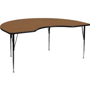 Flash Furniture 48''W x 72''L Kidney Grey Thermal Laminate Activity Table - Standard Height Adjustable Legs
