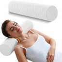 Memory Foam 4" Round Pillow, Cervical Neck Pillow for Pain Relief, Cylinder Pillows 18"x 4", Removable Cover, Neck Roll Pillow for Sleeping, White Plaid