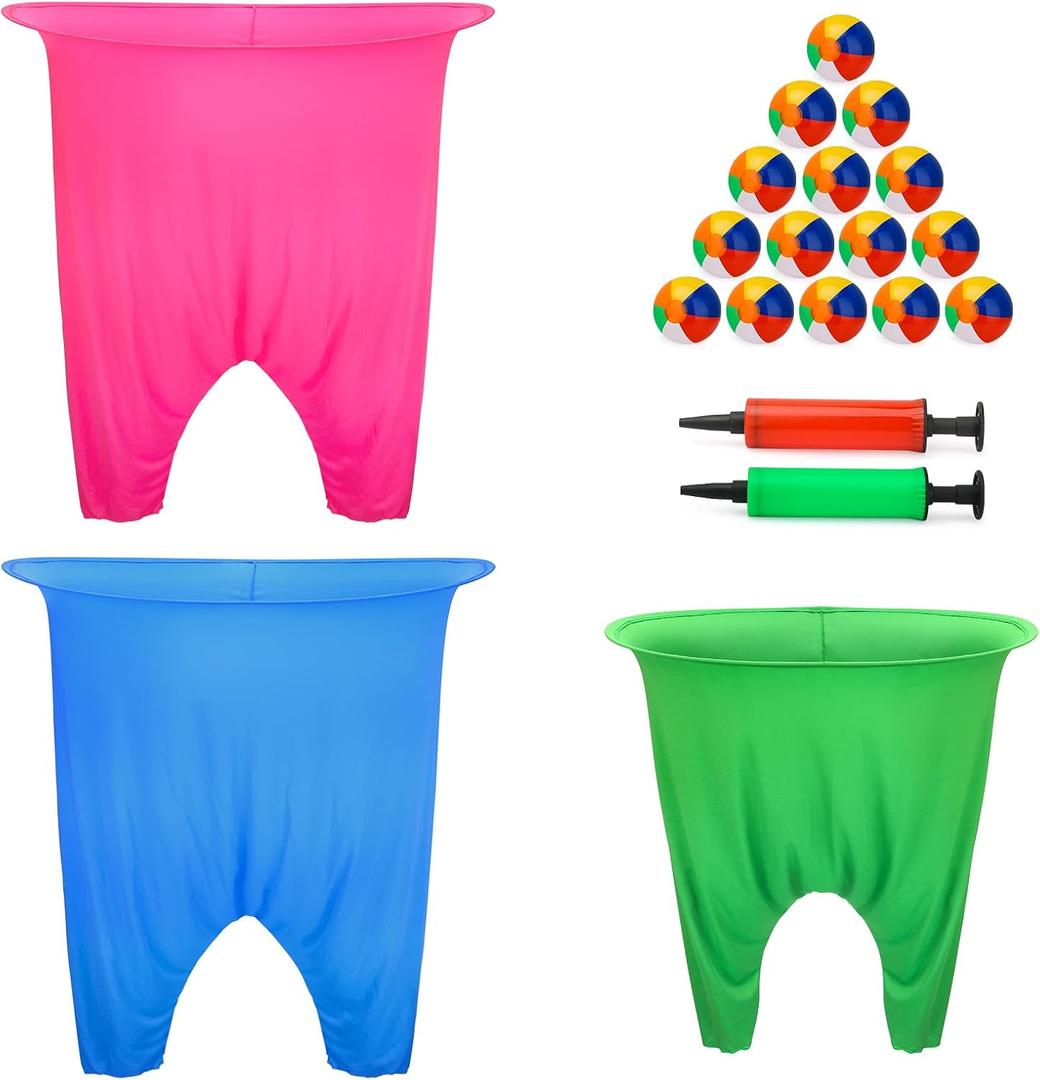 Granny Pants Yard Game, 3Pcs Granny Pants Outdoor Party Games for Adults Family, Fun Giant Toss Across Game with 15 Bouncy Balls & 2 Pumps for Backyard, Groups, Birthday, BBQ