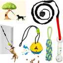 Interactive Dog Bungee Tug Toy, 4 Pieces Hanging Spring Pole for Puppy/Small/Medium Dogs, Outdoor Tether Rope for Yard Tree, Indoor Door Pull Toy for Self Play and Solo Exercise
