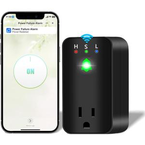 Power Failure Alarm with WiFi App Notifications, Loud 110dB Smart Power Outage LED Indicator Voltage Detection, Failure Detector for Freezer, GFCI Trips, Sump Pump, Greenhouse
